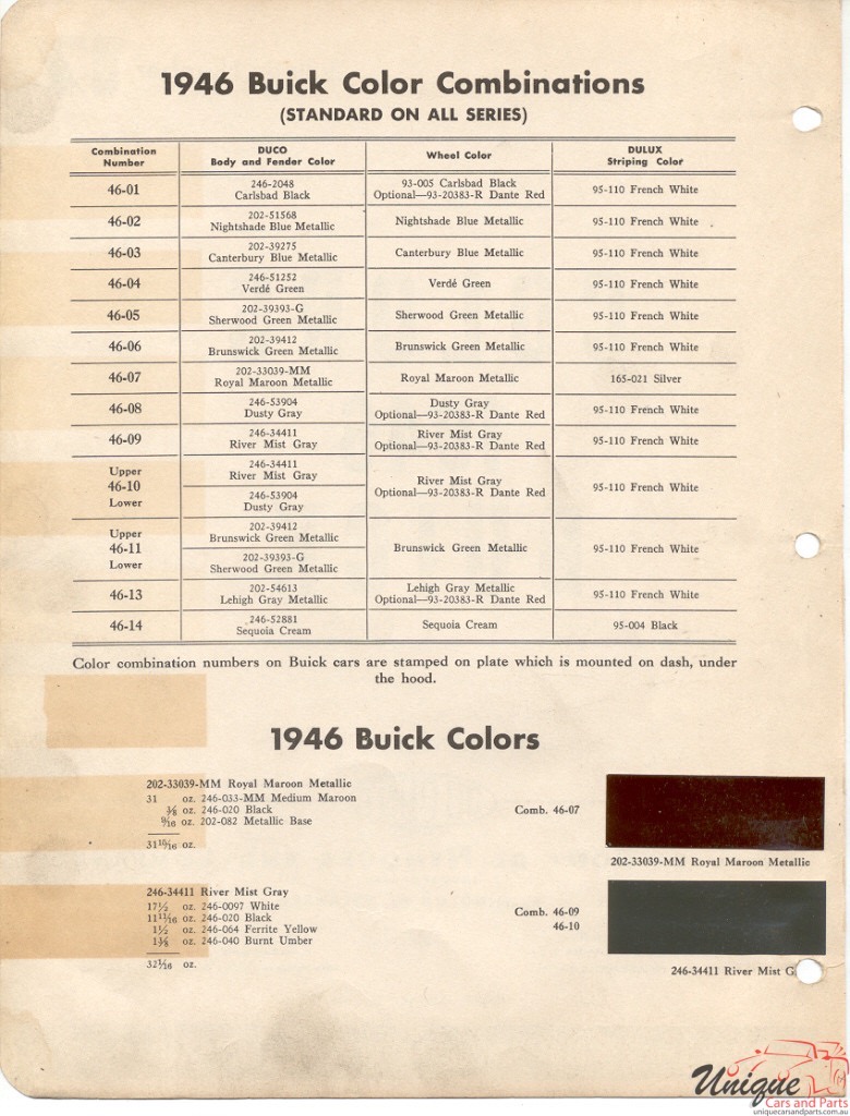 1946 Buick Paint Charts DuPont 2